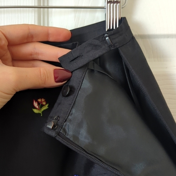 Talbots 90's Vintage Floral Embroidered Silk High Waisted Tapered Leg Pants 14 - Picture 10 of 14